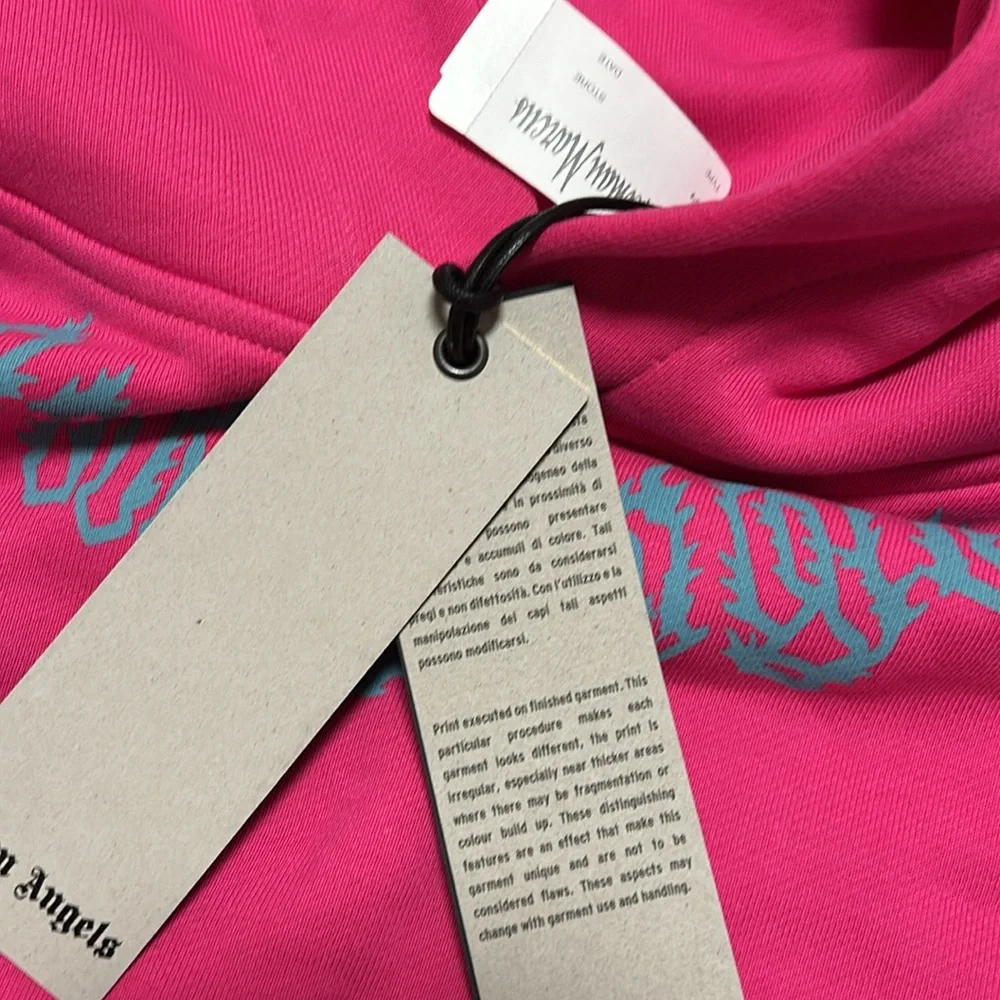 Palm Angels Heavyweight Unisex Neck Logo Kangaroo Pocket Hoodie NWT - Picture 9 of 9